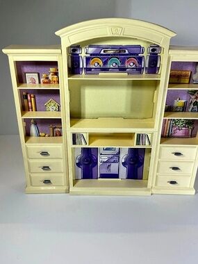 Barbie Entertainment Center Wall Unit Furniture White/Purple 11in Plastic 1pc